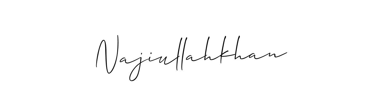 The best way (Allison_Script) to make a short signature is to pick only two or three words in your name. The name Najiullahkhan include a total of six letters. For converting this name. Najiullahkhan signature style 2 images and pictures png
