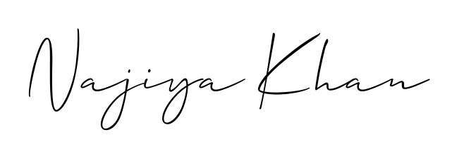Get inspired by this graceful Allison_Script signature style for name Najiya Khan. Smooth loops and balanced proportions for everyday use. Najiya Khan signature style 2 images and pictures png