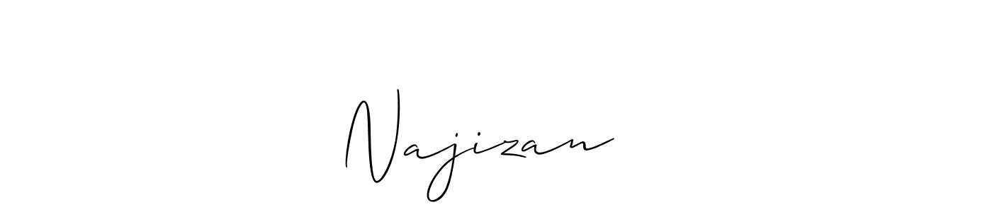 The best way (Allison_Script) to make a short signature is to pick only two or three words in your name. The name Najizan ❤️ include a total of six letters. For converting this name. Najizan ❤️ signature style 2 images and pictures png
