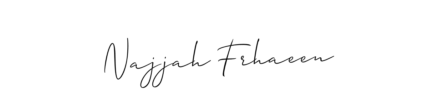 Check out images of Autograph of Najjah Frhaeen name. Actor Najjah Frhaeen Signature Style. Allison_Script is a professional sign style online. Najjah Frhaeen signature style 2 images and pictures png