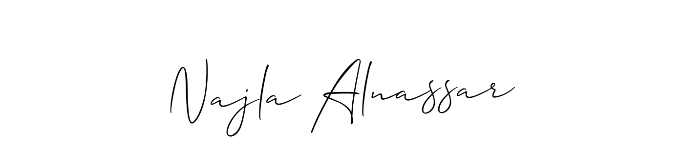 How to make Najla Alnassar name signature. Use Allison_Script style for creating short signs online. This is the latest handwritten sign. Najla Alnassar signature style 2 images and pictures png
