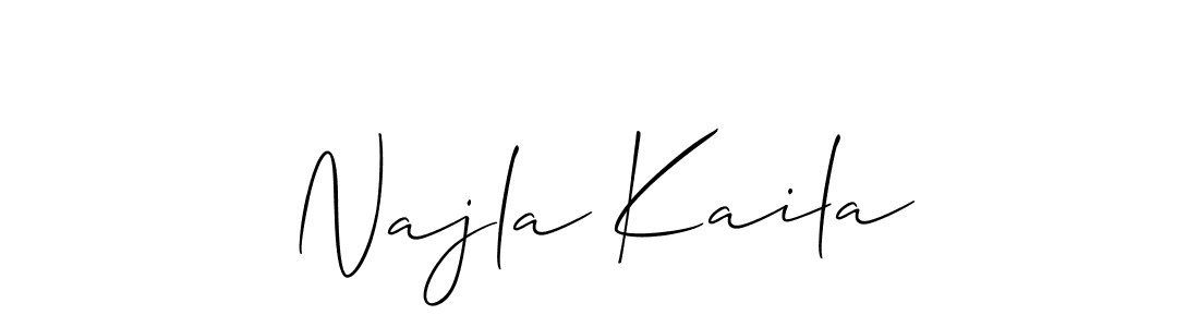 Also You can easily find your signature by using the search form. We will create Najla Kaila name handwritten signature images for you free of cost using Allison_Script sign style. Najla Kaila signature style 2 images and pictures png