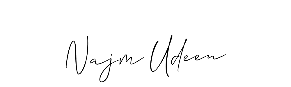 if you are searching for the best signature style for your name Najm Udeen. so please give up your signature search. here we have designed multiple signature styles  using Allison_Script. Najm Udeen signature style 2 images and pictures png