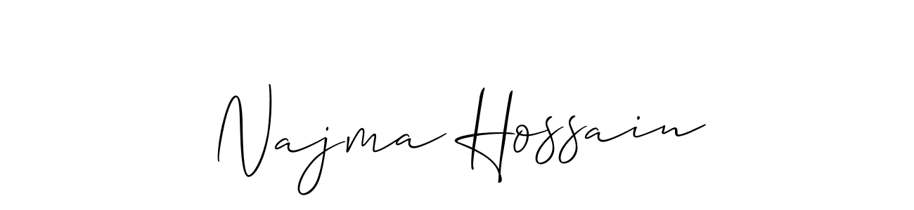 Use a signature maker to create a handwritten signature online. With this signature software, you can design (Allison_Script) your own signature for name Najma Hossain. Najma Hossain signature style 2 images and pictures png