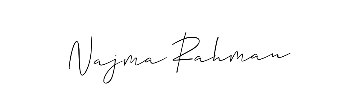Make a beautiful signature design for name Najma Rahman. With this signature (Allison_Script) style, you can create a handwritten signature for free. Najma Rahman signature style 2 images and pictures png