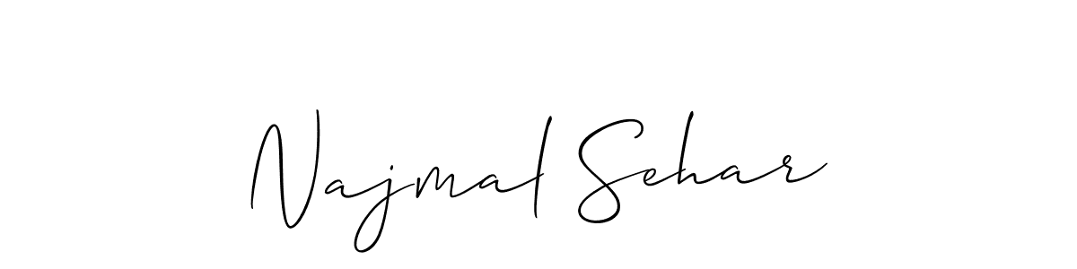 The best way (Allison_Script) to make a short signature is to pick only two or three words in your name. The name Najmal Sehar include a total of six letters. For converting this name. Najmal Sehar signature style 2 images and pictures png