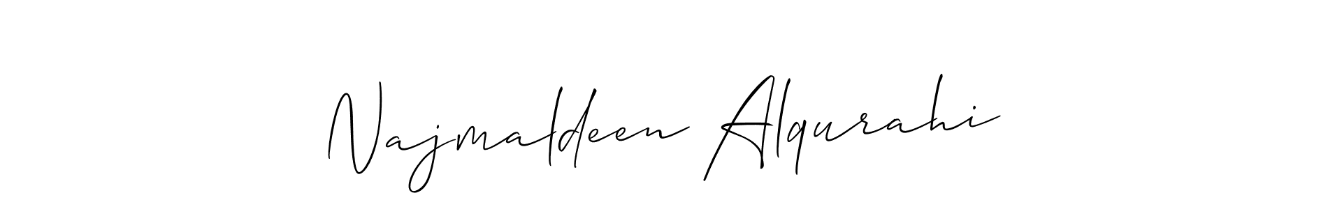 How to make Najmaldeen Alqurahi name signature. Use Allison_Script style for creating short signs online. This is the latest handwritten sign. Najmaldeen Alqurahi signature style 2 images and pictures png