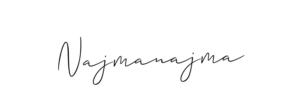 Use a signature maker to create a handwritten signature online. With this signature software, you can design (Allison_Script) your own signature for name Najmanajma. Najmanajma signature style 2 images and pictures png
