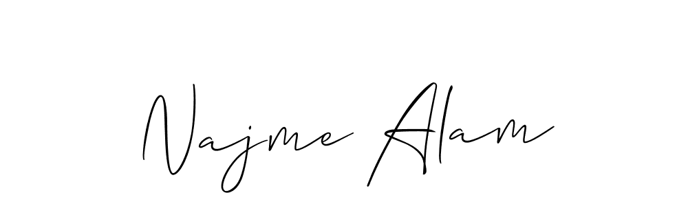 Also You can easily find your signature by using the search form. We will create Najme Alam name handwritten signature images for you free of cost using Allison_Script sign style. Najme Alam signature style 2 images and pictures png