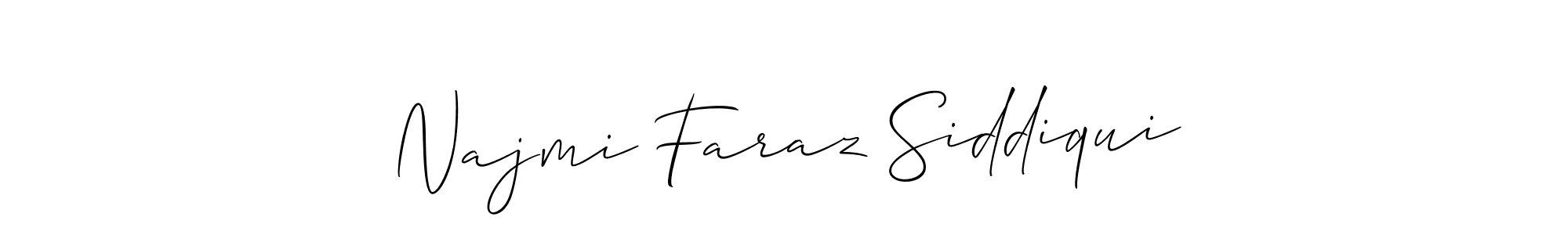 It looks lik you need a new signature style for name Najmi Faraz Siddiqui. Design unique handwritten (Allison_Script) signature with our free signature maker in just a few clicks. Najmi Faraz Siddiqui signature style 2 images and pictures png