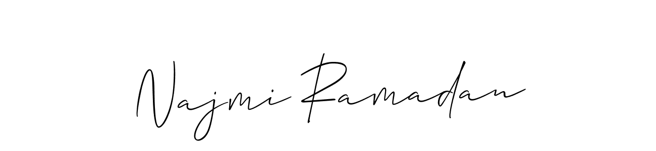 Najmi Ramadan stylish signature style. Best Handwritten Sign (Allison_Script) for my name. Handwritten Signature Collection Ideas for my name Najmi Ramadan. Najmi Ramadan signature style 2 images and pictures png