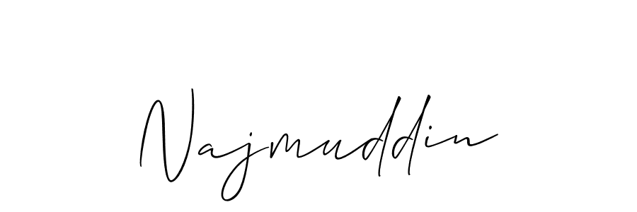 Use a signature maker to create a handwritten signature online. With this signature software, you can design (Allison_Script) your own signature for name Najmuddin. Najmuddin signature style 2 images and pictures png