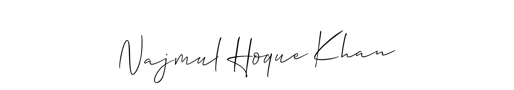 Najmul Hoque Khan stylish signature style. Best Handwritten Sign (Allison_Script) for my name. Handwritten Signature Collection Ideas for my name Najmul Hoque Khan. Najmul Hoque Khan signature style 2 images and pictures png