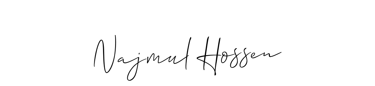 Use a signature maker to create a handwritten signature online. With this signature software, you can design (Allison_Script) your own signature for name Najmul Hossen. Najmul Hossen signature style 2 images and pictures png