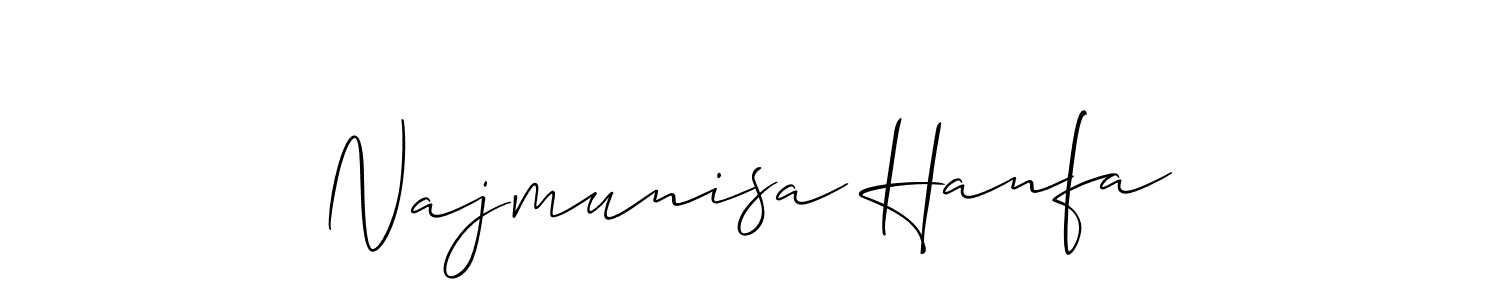 Use a signature maker to create a handwritten signature online. With this signature software, you can design (Allison_Script) your own signature for name Najmunisa Hanfa. Najmunisa Hanfa signature style 2 images and pictures png