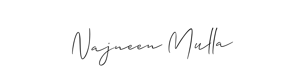 How to make Najneen Mulla name signature. Use Allison_Script style for creating short signs online. This is the latest handwritten sign. Najneen Mulla signature style 2 images and pictures png
