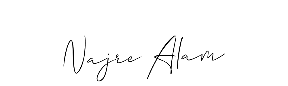 The best way (Allison_Script) to make a short signature is to pick only two or three words in your name. The name Najre Alam include a total of six letters. For converting this name. Najre Alam signature style 2 images and pictures png