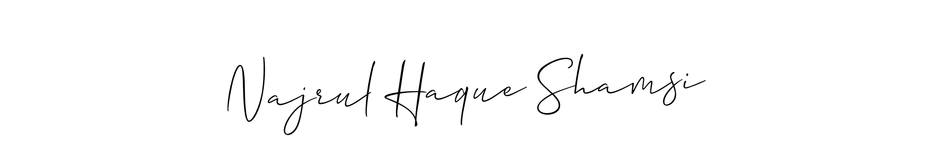 The best way (Allison_Script) to make a short signature is to pick only two or three words in your name. The name Najrul Haque Shamsi include a total of six letters. For converting this name. Najrul Haque Shamsi signature style 2 images and pictures png