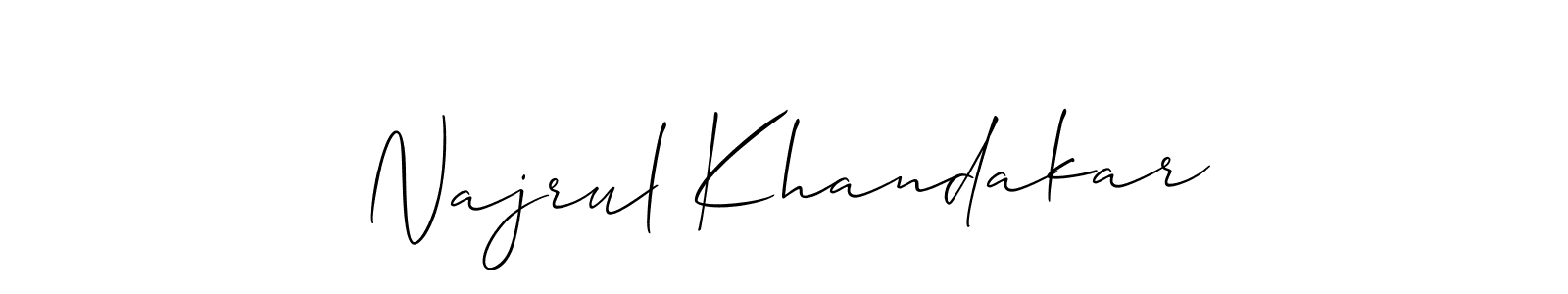 How to make Najrul Khandakar signature? Allison_Script is a professional autograph style. Create handwritten signature for Najrul Khandakar name. Najrul Khandakar signature style 2 images and pictures png