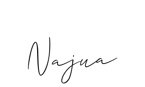 The best way (Allison_Script) to make a short signature is to pick only two or three words in your name. The name Najua include a total of six letters. For converting this name. Najua signature style 2 images and pictures png