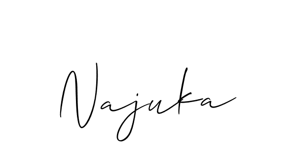 Also You can easily find your signature by using the search form. We will create Najuka name handwritten signature images for you free of cost using Allison_Script sign style. Najuka signature style 2 images and pictures png