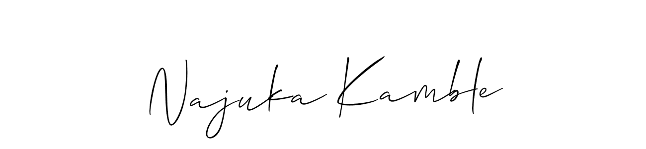 How to make Najuka Kamble name signature. Use Allison_Script style for creating short signs online. This is the latest handwritten sign. Najuka Kamble signature style 2 images and pictures png