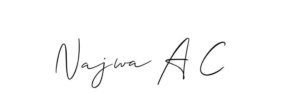 Make a beautiful signature design for name Najwa A C. Use this online signature maker to create a handwritten signature for free. Najwa A C signature style 2 images and pictures png