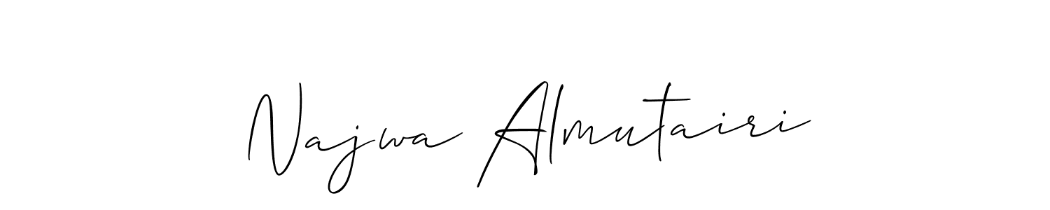 The best way (Allison_Script) to make a short signature is to pick only two or three words in your name. The name Najwa Almutairi include a total of six letters. For converting this name. Najwa Almutairi signature style 2 images and pictures png