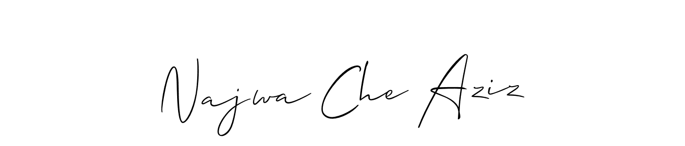 This is the best signature style for the Najwa Che Aziz name. Also you like these signature font (Allison_Script). Mix name signature. Najwa Che Aziz signature style 2 images and pictures png