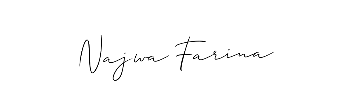 Also You can easily find your signature by using the search form. We will create Najwa Farina name handwritten signature images for you free of cost using Allison_Script sign style. Najwa Farina signature style 2 images and pictures png
