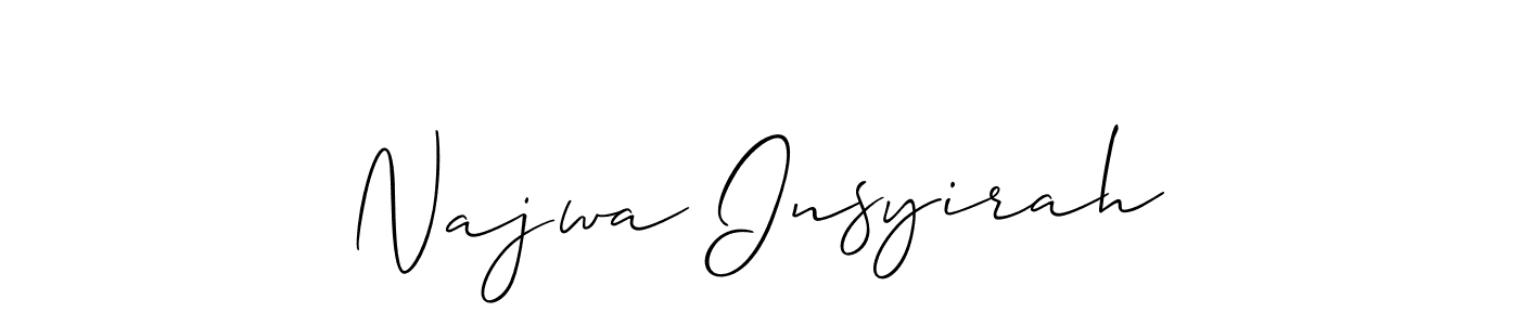 Make a beautiful signature design for name Najwa Insyirah. With this signature (Allison_Script) style, you can create a handwritten signature for free. Najwa Insyirah signature style 2 images and pictures png