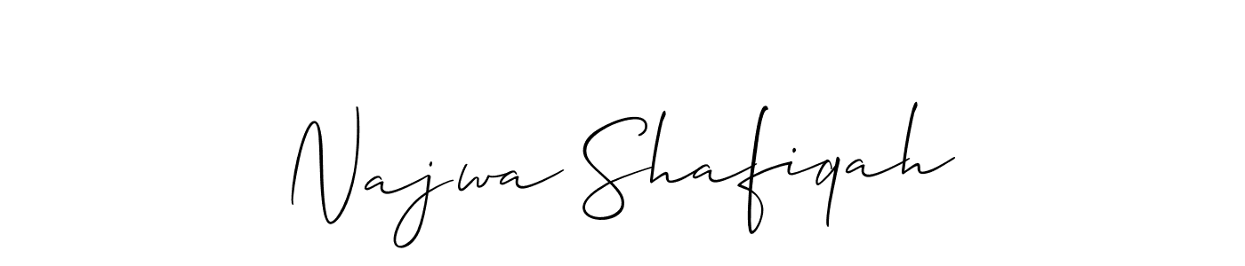 Najwa Shafiqah stylish signature style. Best Handwritten Sign (Allison_Script) for my name. Handwritten Signature Collection Ideas for my name Najwa Shafiqah. Najwa Shafiqah signature style 2 images and pictures png