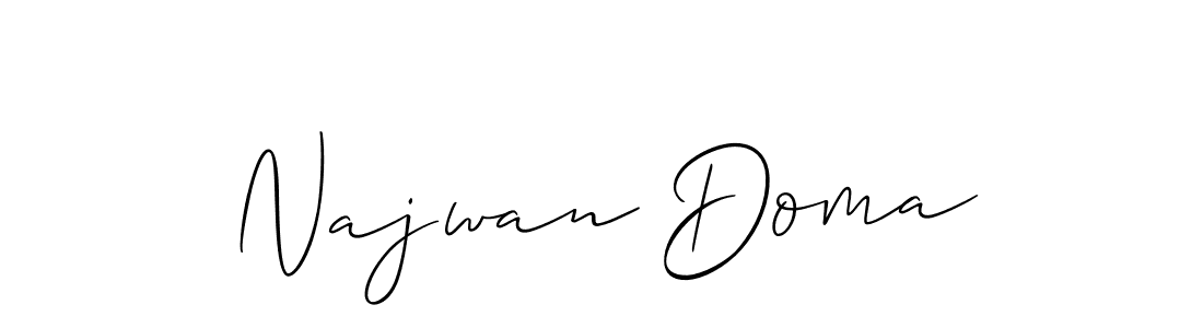 The best way (Allison_Script) to make a short signature is to pick only two or three words in your name. The name Najwan Doma include a total of six letters. For converting this name. Najwan Doma signature style 2 images and pictures png