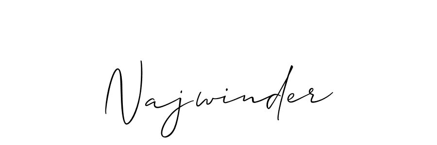 Create a beautiful signature design for name Najwinder. With this signature (Allison_Script) fonts, you can make a handwritten signature for free. Najwinder signature style 2 images and pictures png