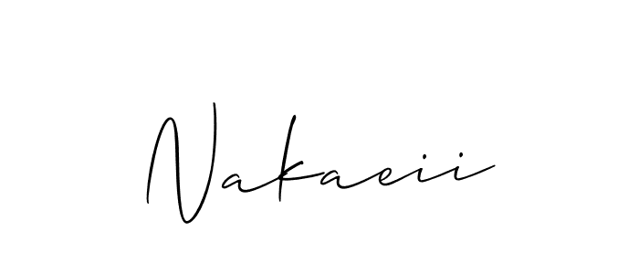 Use a signature maker to create a handwritten signature online. With this signature software, you can design (Allison_Script) your own signature for name Nakaeii. Nakaeii signature style 2 images and pictures png