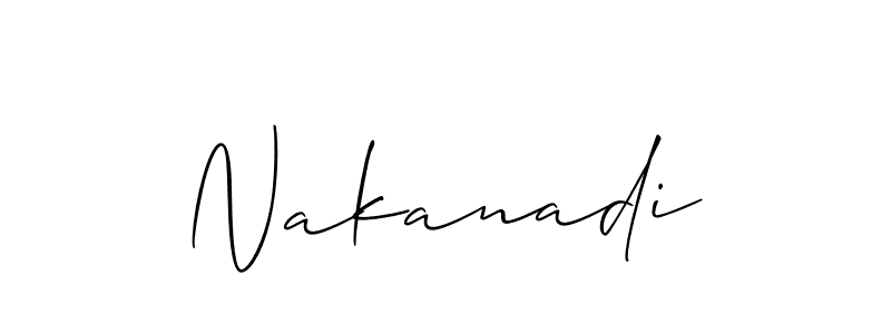 Design your own signature with our free online signature maker. With this signature software, you can create a handwritten (Allison_Script) signature for name Nakanadi. Nakanadi signature style 2 images and pictures png
