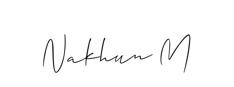 This is the best signature style for the Nakhun M name. Also you like these signature font (Allison_Script). Mix name signature. Nakhun M signature style 2 images and pictures png