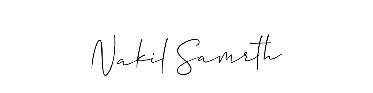 The best way (Allison_Script) to make a short signature is to pick only two or three words in your name. The name Nakil Samrth include a total of six letters. For converting this name. Nakil Samrth signature style 2 images and pictures png