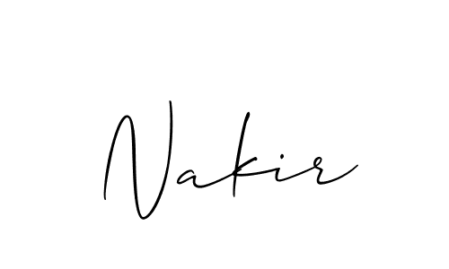 Make a beautiful signature design for name Nakir. With this signature (Allison_Script) style, you can create a handwritten signature for free. Nakir signature style 2 images and pictures png