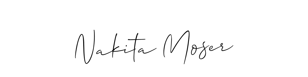 if you are searching for the best signature style for your name Nakita Moser. so please give up your signature search. here we have designed multiple signature styles  using Allison_Script. Nakita Moser signature style 2 images and pictures png