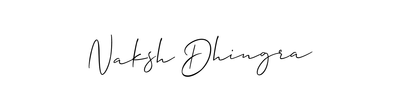 Also we have Naksh Dhingra name is the best signature style. Create professional handwritten signature collection using Allison_Script autograph style. Naksh Dhingra signature style 2 images and pictures png