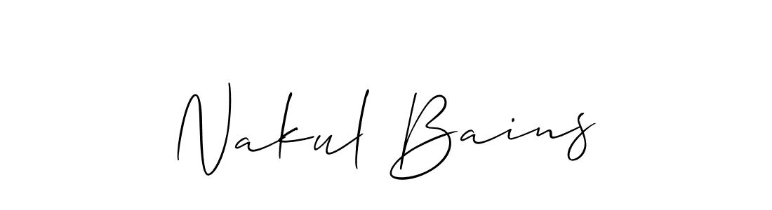Also You can easily find your signature by using the search form. We will create Nakul Bains name handwritten signature images for you free of cost using Allison_Script sign style. Nakul Bains signature style 2 images and pictures png