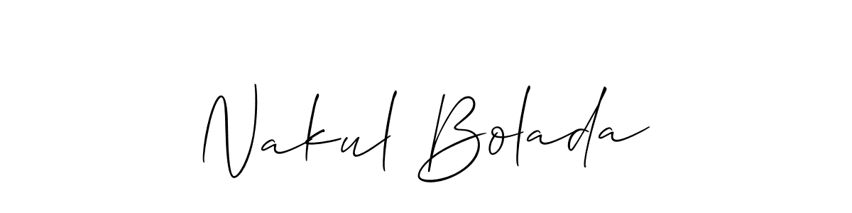 How to make Nakul Bolada signature? Allison_Script is a professional autograph style. Create handwritten signature for Nakul Bolada name. Nakul Bolada signature style 2 images and pictures png