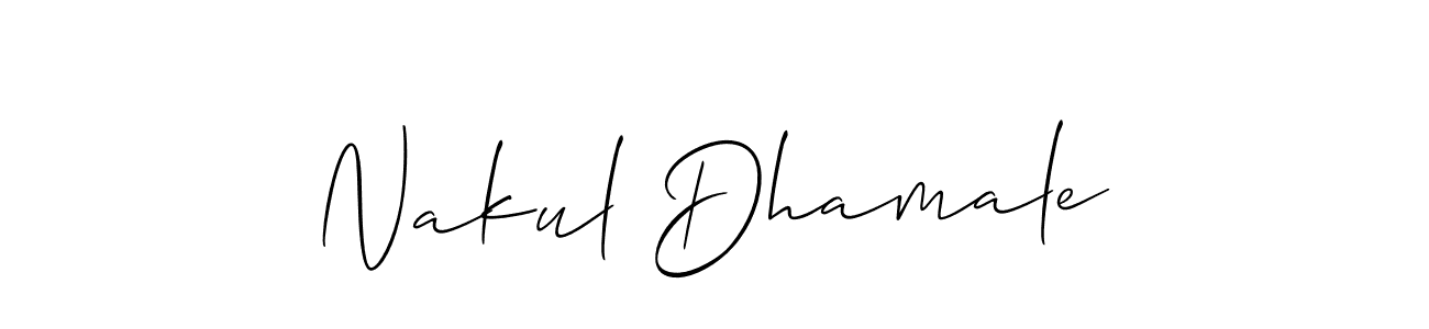 It looks lik you need a new signature style for name Nakul Dhamale. Design unique handwritten (Allison_Script) signature with our free signature maker in just a few clicks. Nakul Dhamale signature style 2 images and pictures png