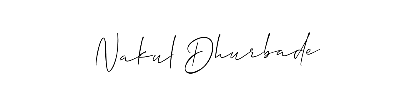 Use a signature maker to create a handwritten signature online. With this signature software, you can design (Allison_Script) your own signature for name Nakul Dhurbade. Nakul Dhurbade signature style 2 images and pictures png