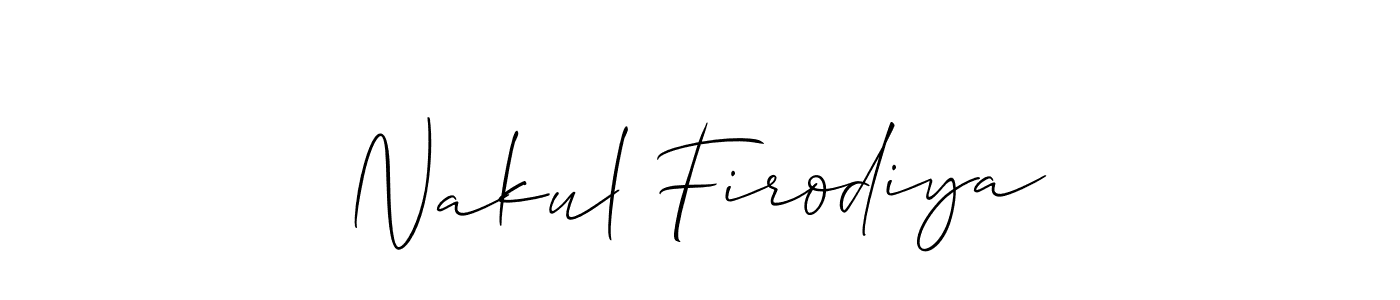 Also we have Nakul Firodiya name is the best signature style. Create professional handwritten signature collection using Allison_Script autograph style. Nakul Firodiya signature style 2 images and pictures png