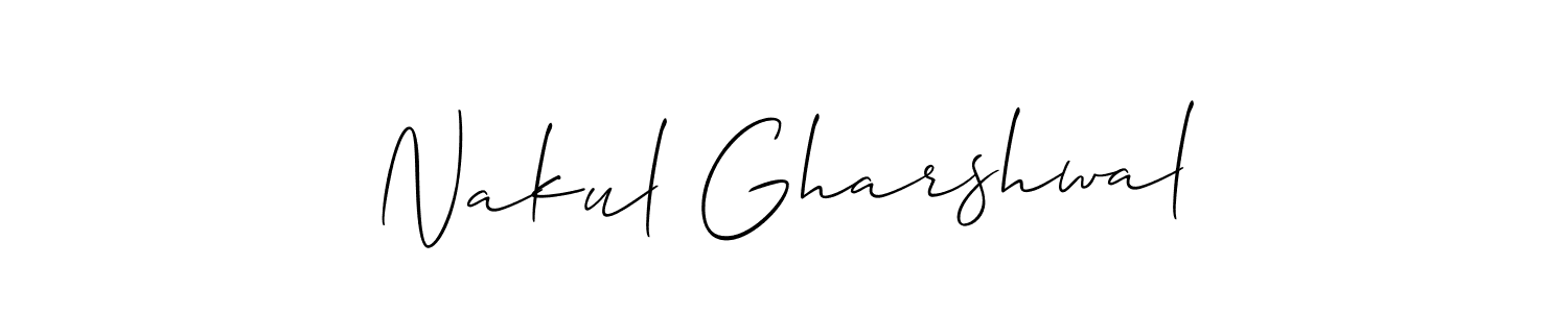 Also You can easily find your signature by using the search form. We will create Nakul Gharshwal name handwritten signature images for you free of cost using Allison_Script sign style. Nakul Gharshwal signature style 2 images and pictures png
