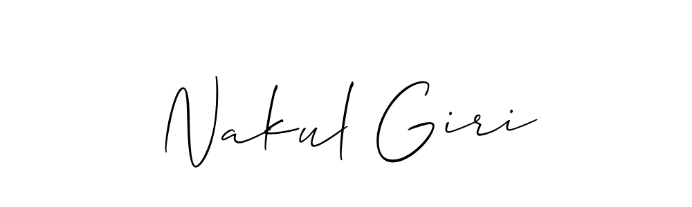 Make a beautiful signature design for name Nakul Giri. With this signature (Allison_Script) style, you can create a handwritten signature for free. Nakul Giri signature style 2 images and pictures png