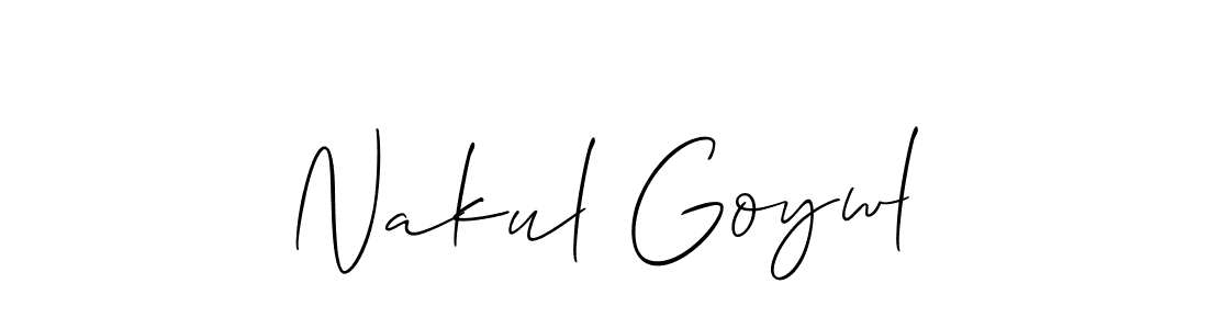 It looks lik you need a new signature style for name Nakul Goywl. Design unique handwritten (Allison_Script) signature with our free signature maker in just a few clicks. Nakul Goywl signature style 2 images and pictures png