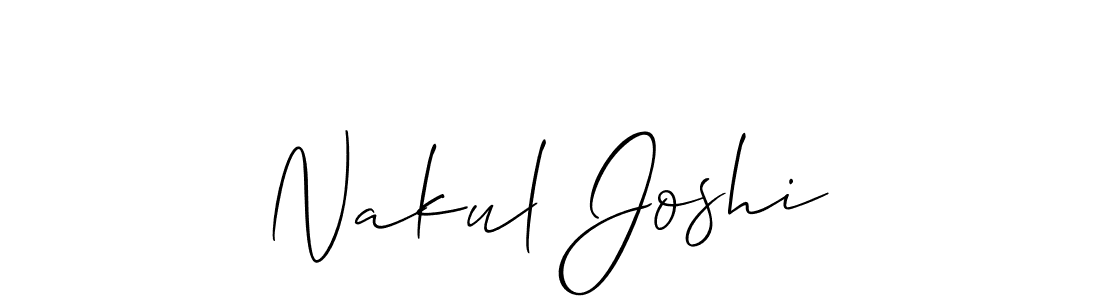 Also You can easily find your signature by using the search form. We will create Nakul Joshi name handwritten signature images for you free of cost using Allison_Script sign style. Nakul Joshi signature style 2 images and pictures png